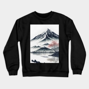 Serene Mount Fuji Sunset - Peaceful River Scenery Crewneck Sweatshirt